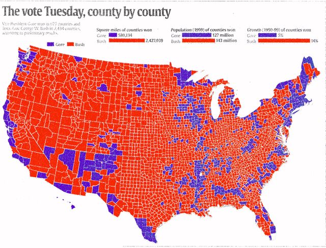 Blue and Red County Map